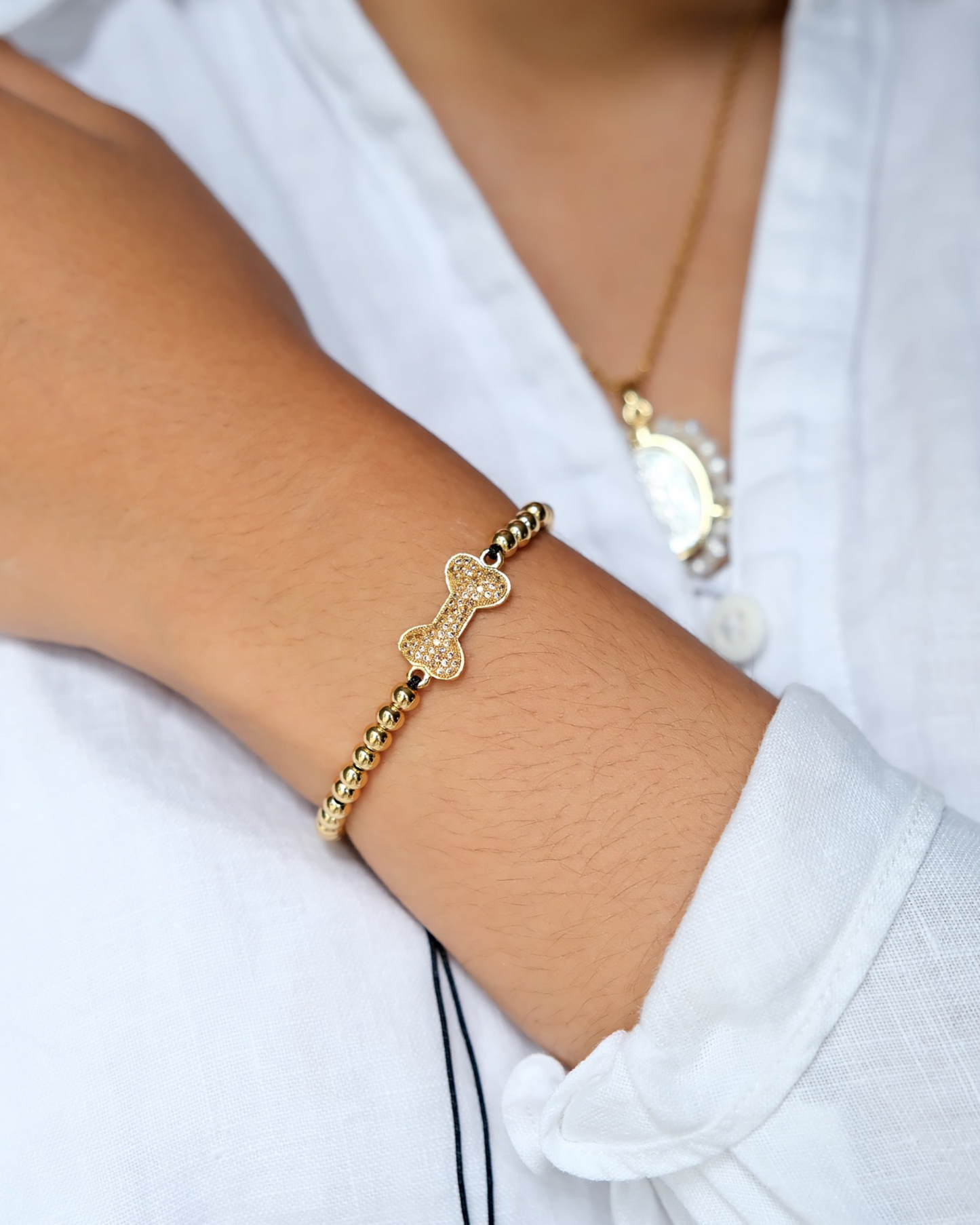 Harper Gold Beads Dog Bone Bracelet