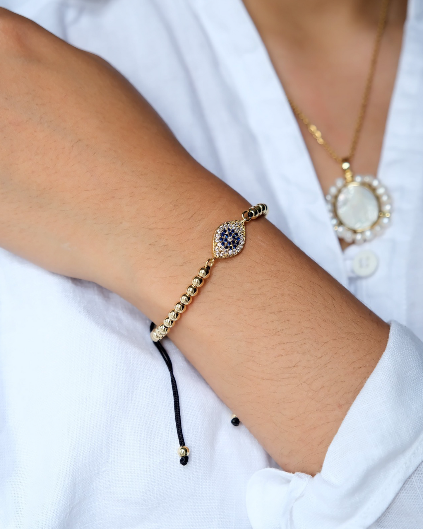 Harper Gold Bead Protection Evil Eye Charm