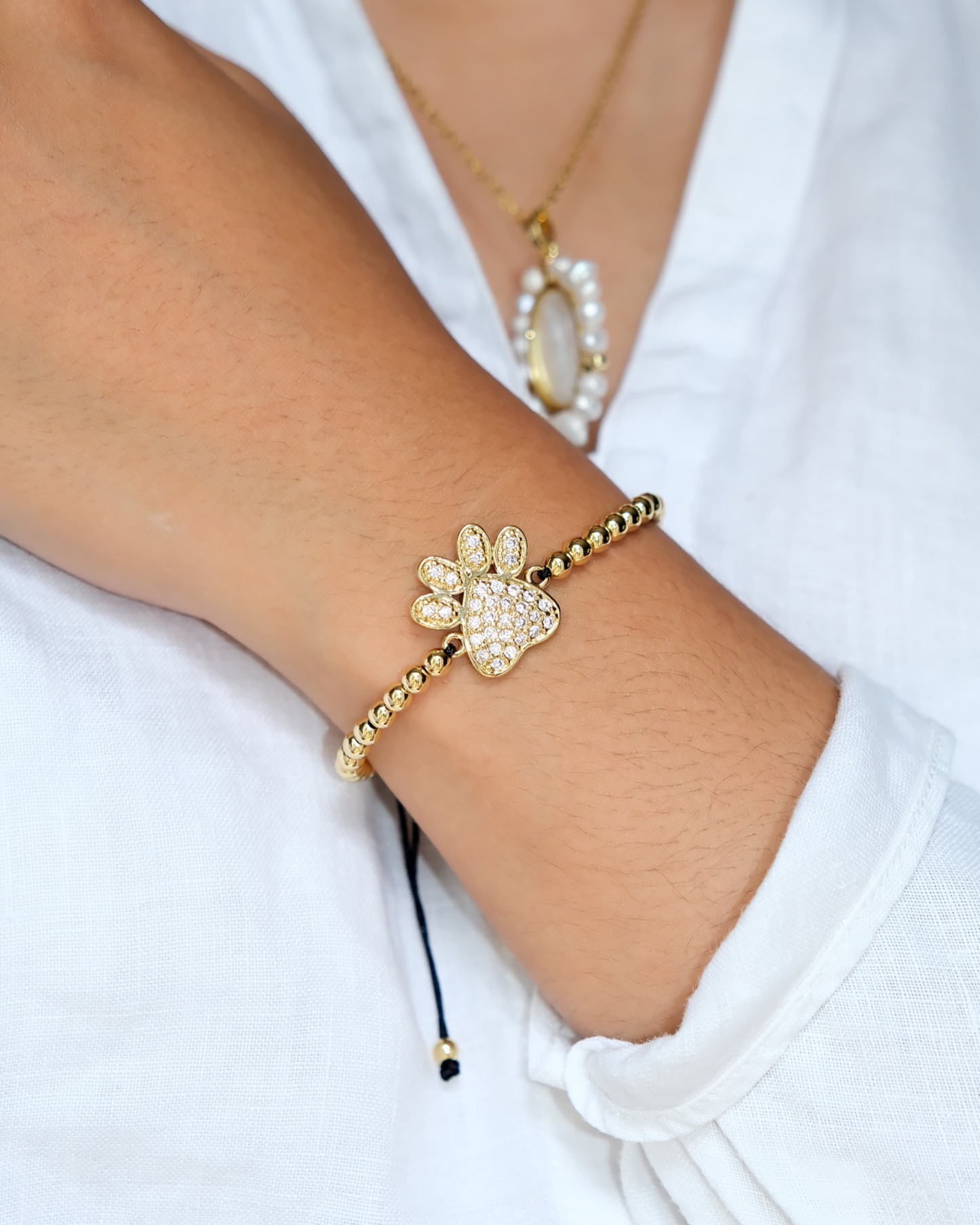Harper Gold Bead Paw Bracelet