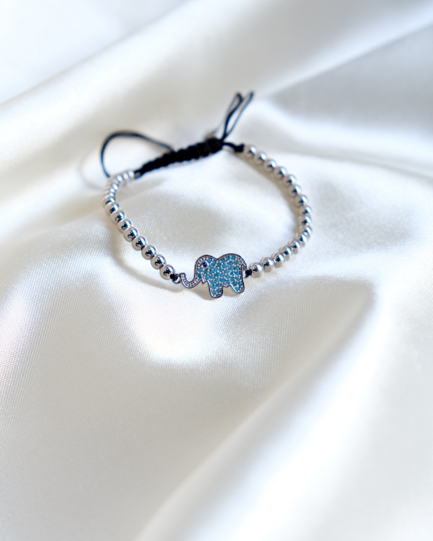 Harper Silver Bead Elephant Bracelet