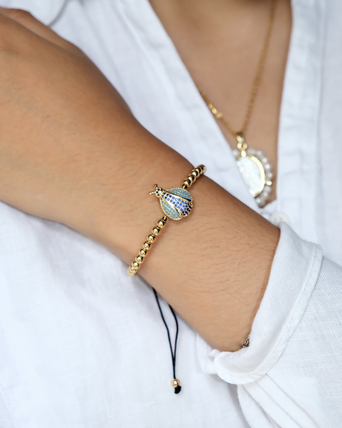 Harper Gold Bead Bug Bracelet