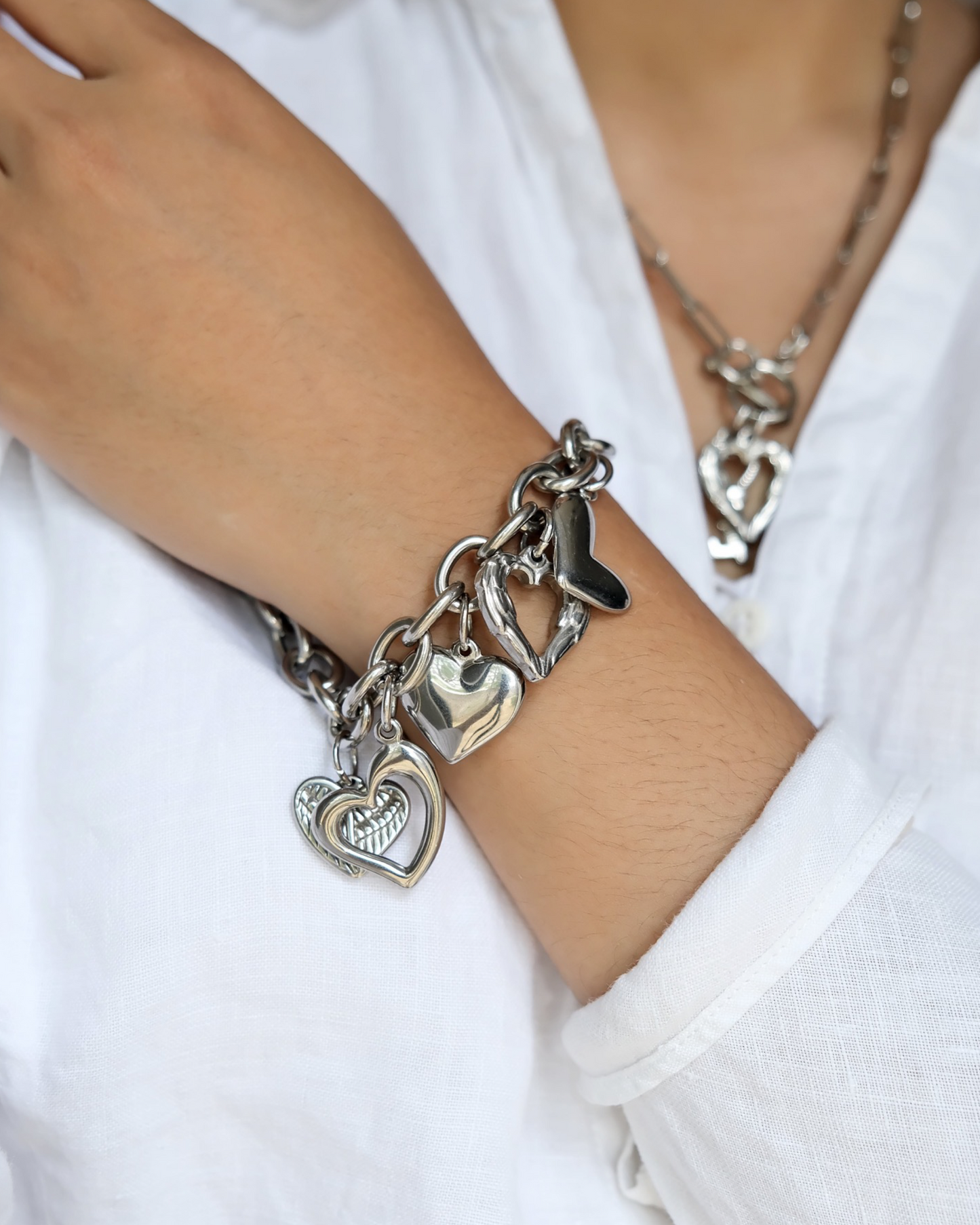 Silver Heart Charm Bracelet