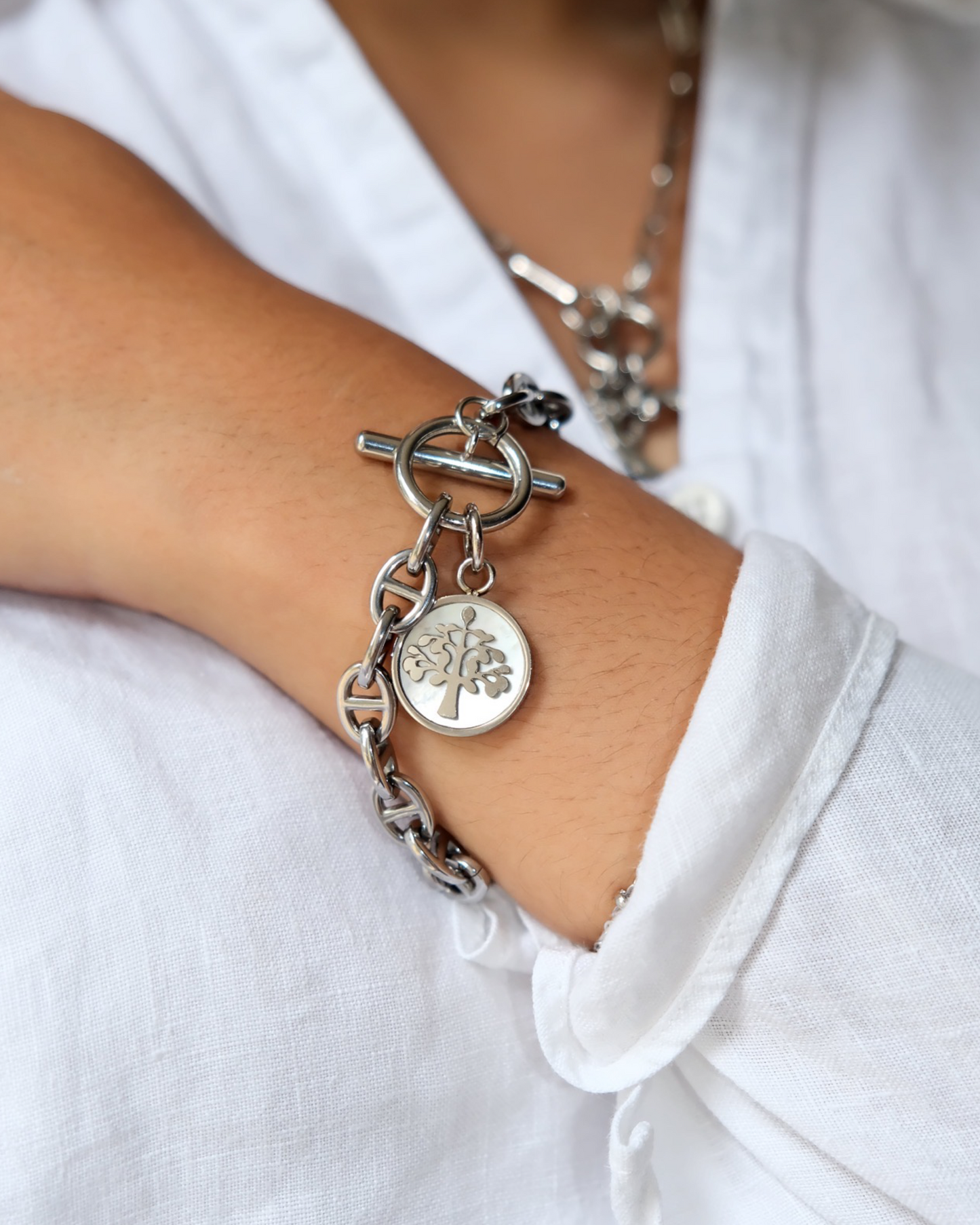 Tree of Life Silver Charm Bracelet