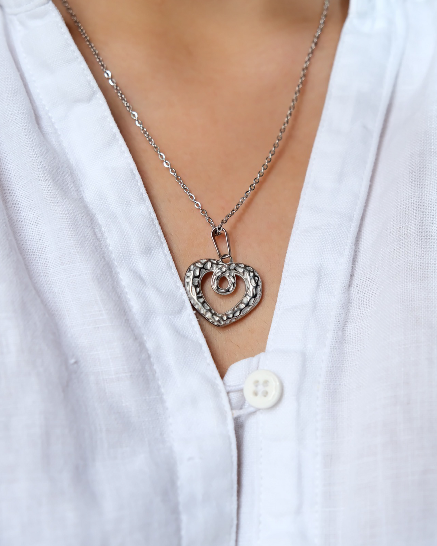 Swirl Heart Silver Necklace