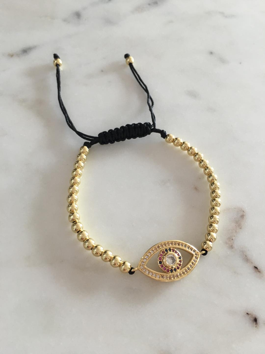 Harper gold bead evil eye multicolored bracelet