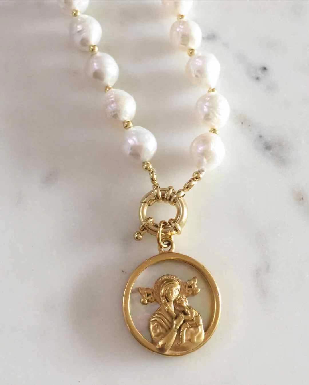 Our Lady of Perpetual Help Baroque Pearl Necklace