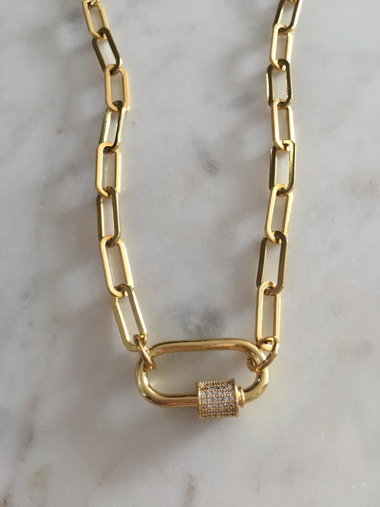 Large Oval Lock Chain-link Necklace
