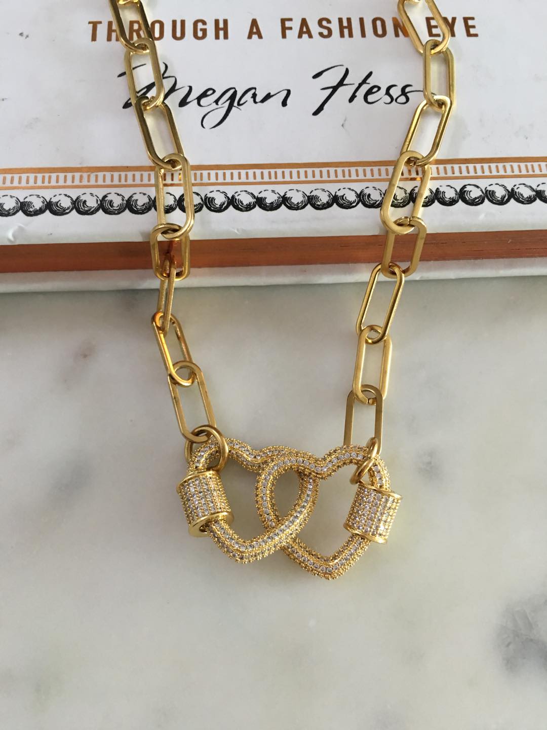 Shiloh chain with double heart lock zircon