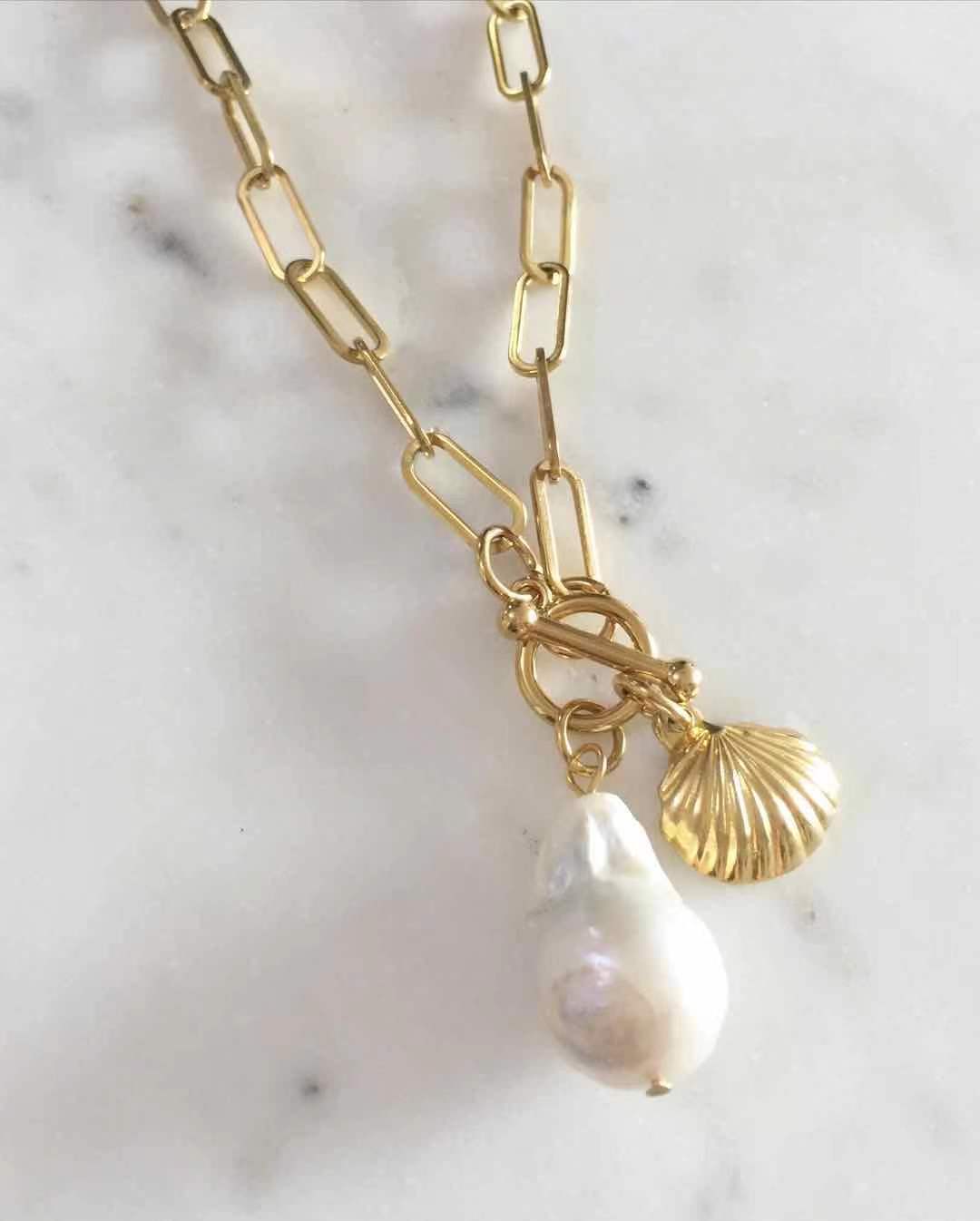 Sea Shell + Baroque Pearl Necklace