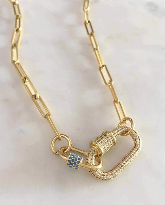 Double Oval Lock Turquoise & Large Studded