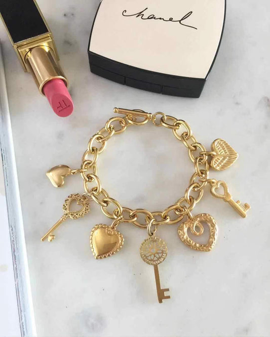 Heart & Key Charm Bracelet