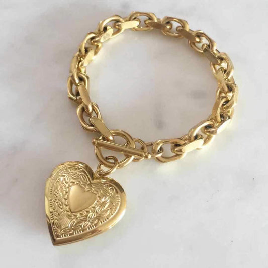 Heart Locket Toggle Lock Bracelet