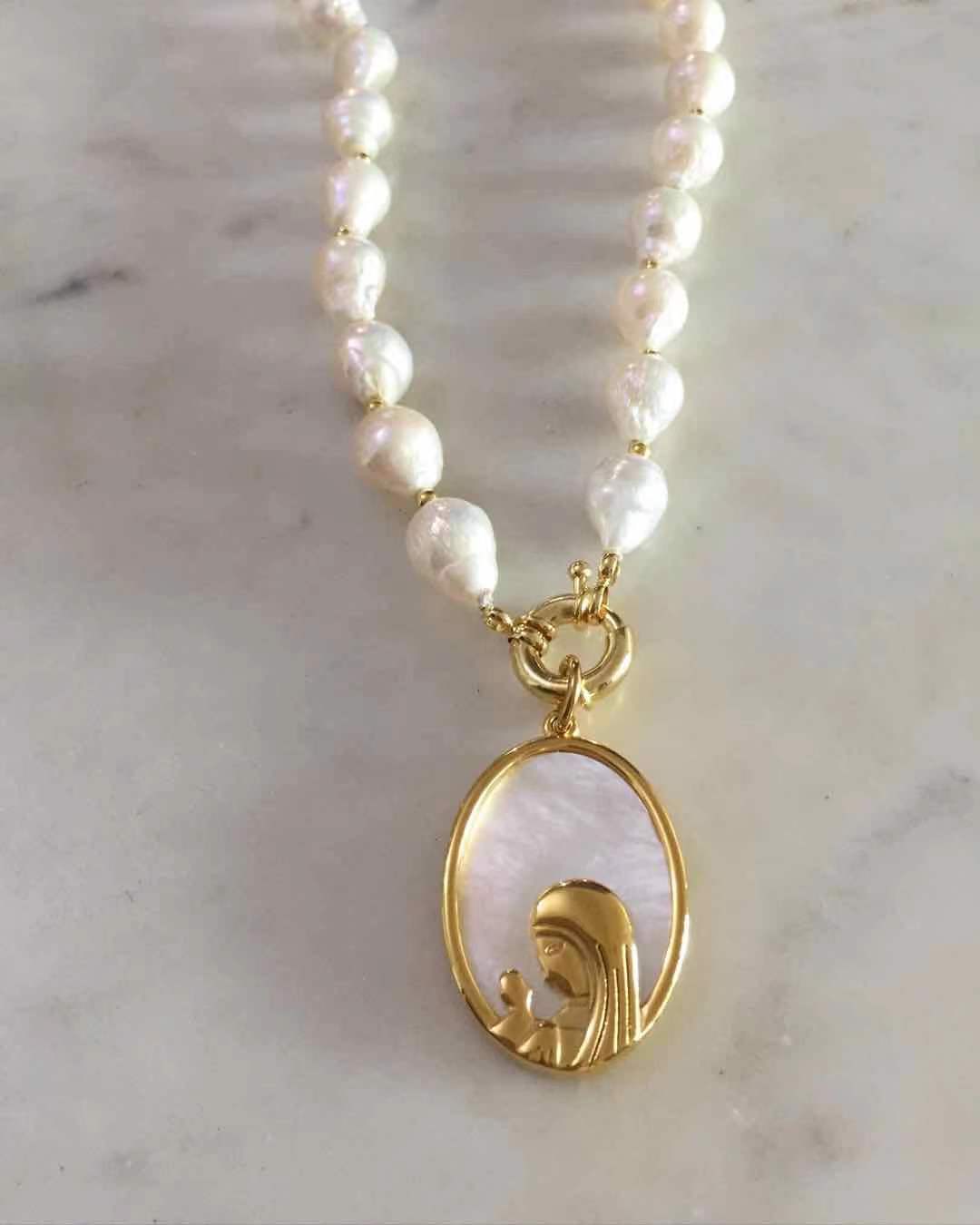 Our Lady of Lourdes Baroque Pearl Necklace