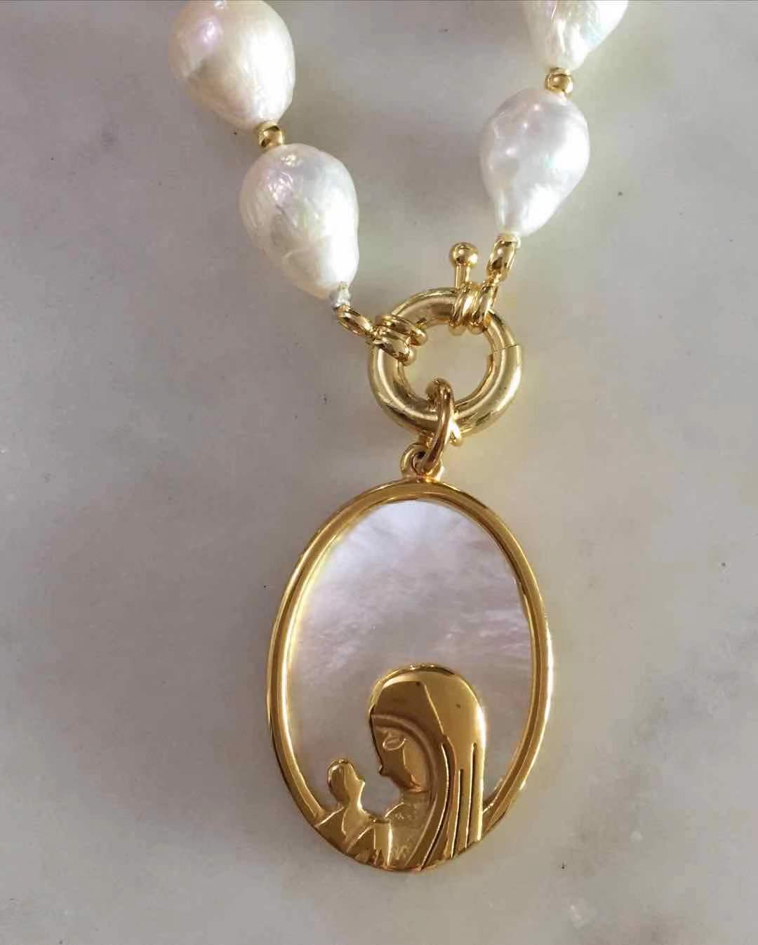 Our Lady of Lourdes Baroque Pearl Necklace