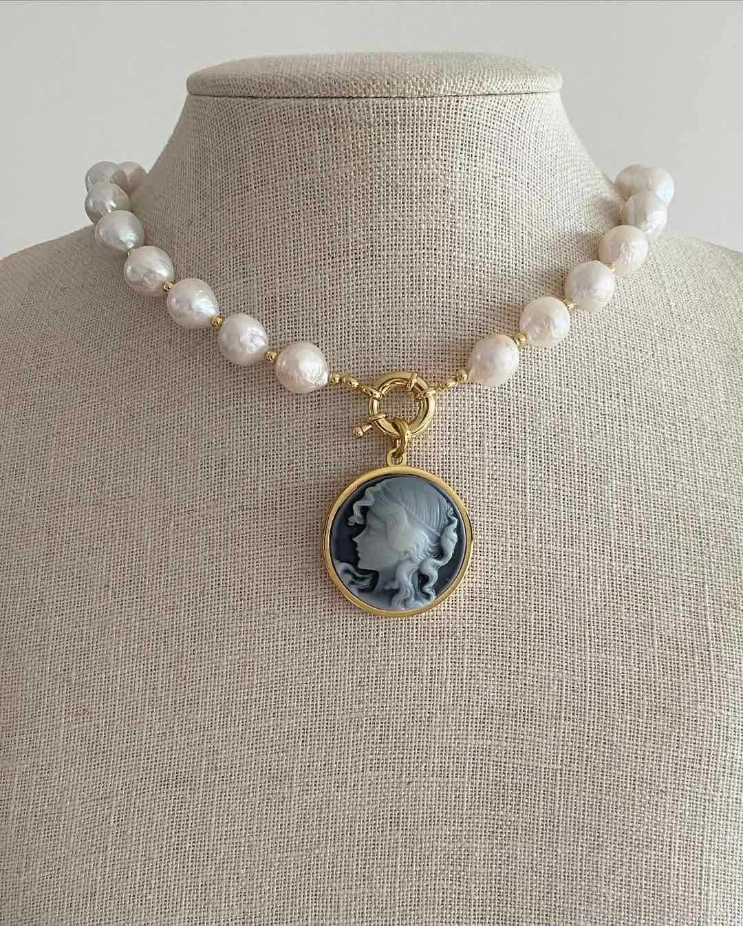 Cameo Baroque Pearl Necklace
