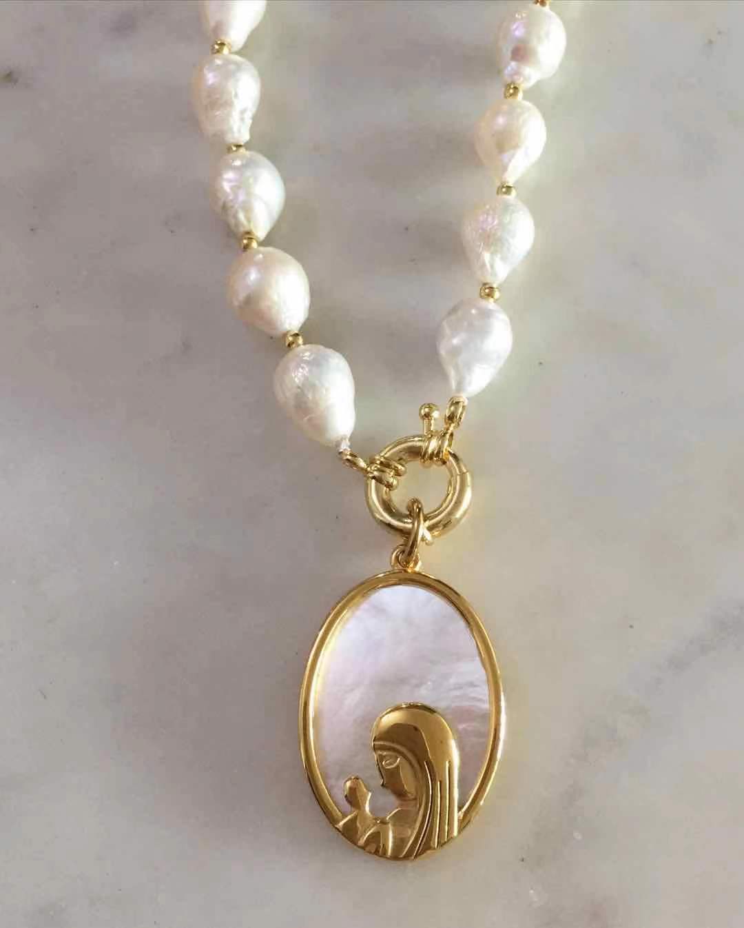 Our Lady of Lourdes Baroque Pearl Necklace