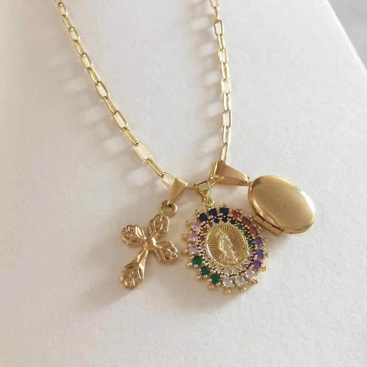 Trio Faith Necklace (Multi-color stone)