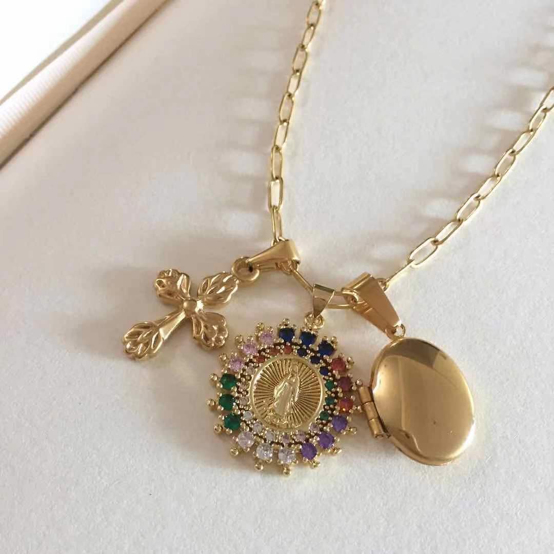 Trio Faith Necklace (Multi-color stone)