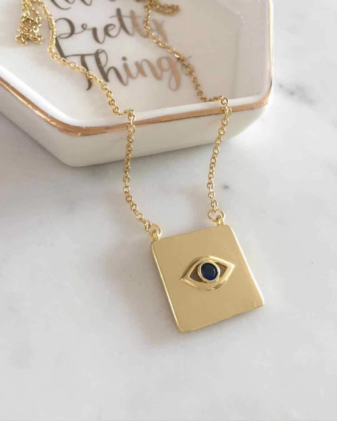 Square Shape Evil Eye Necklace