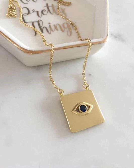 Square Shape Evil Eye Necklace