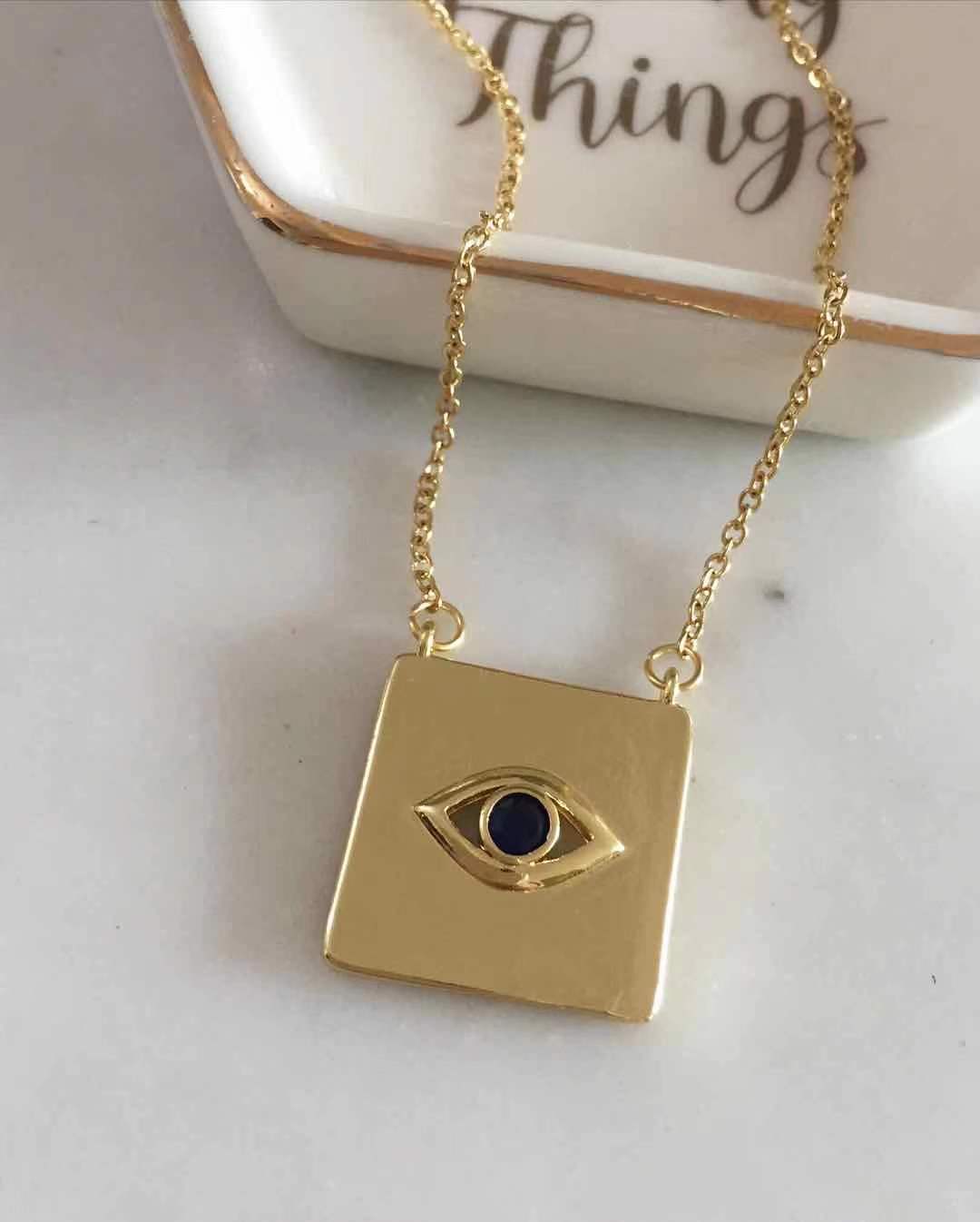 Square Shape Evil Eye Necklace