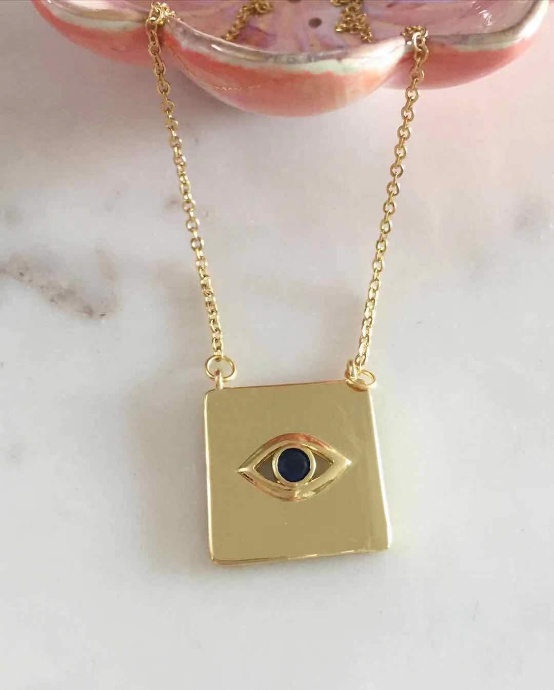 Square Shape Evil Eye Necklace