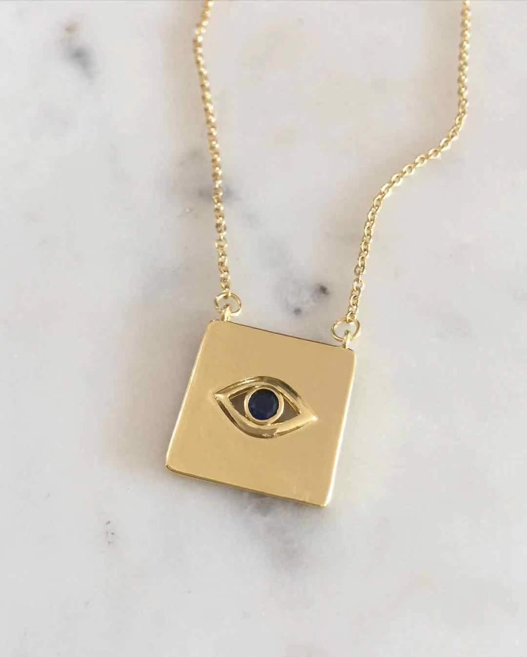 Square Shape Evil Eye Necklace