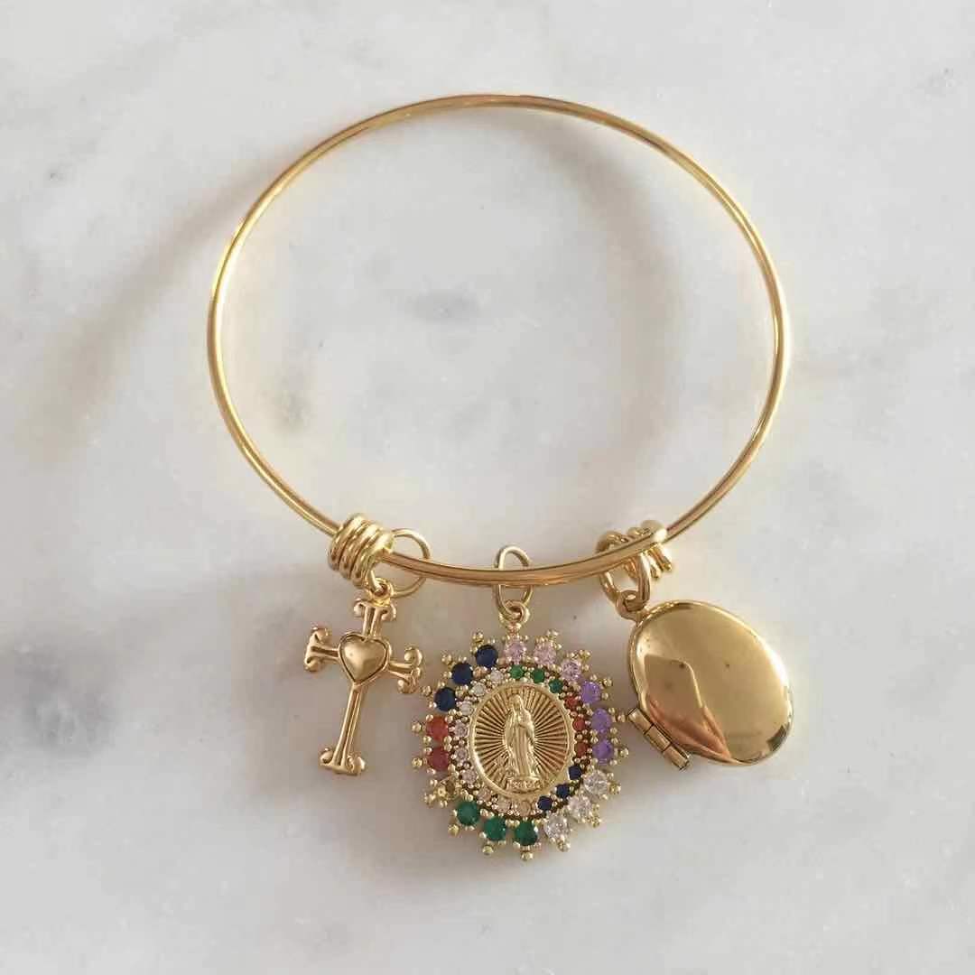 Trio Faith Bangle - Cross/Mama Mary/Scapular Locket