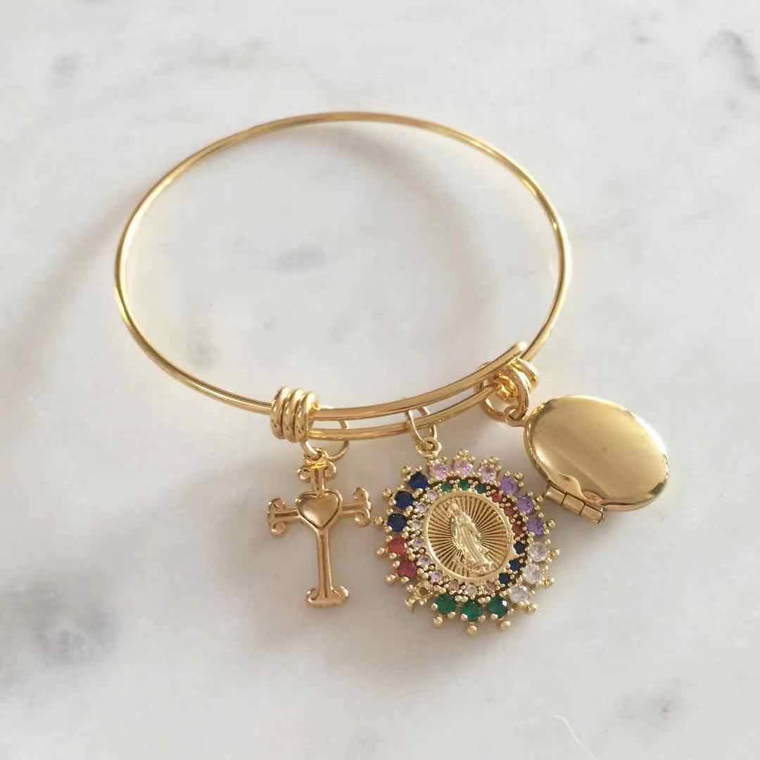 Trio Faith Bangle - Cross/Mama Mary/Scapular Locket