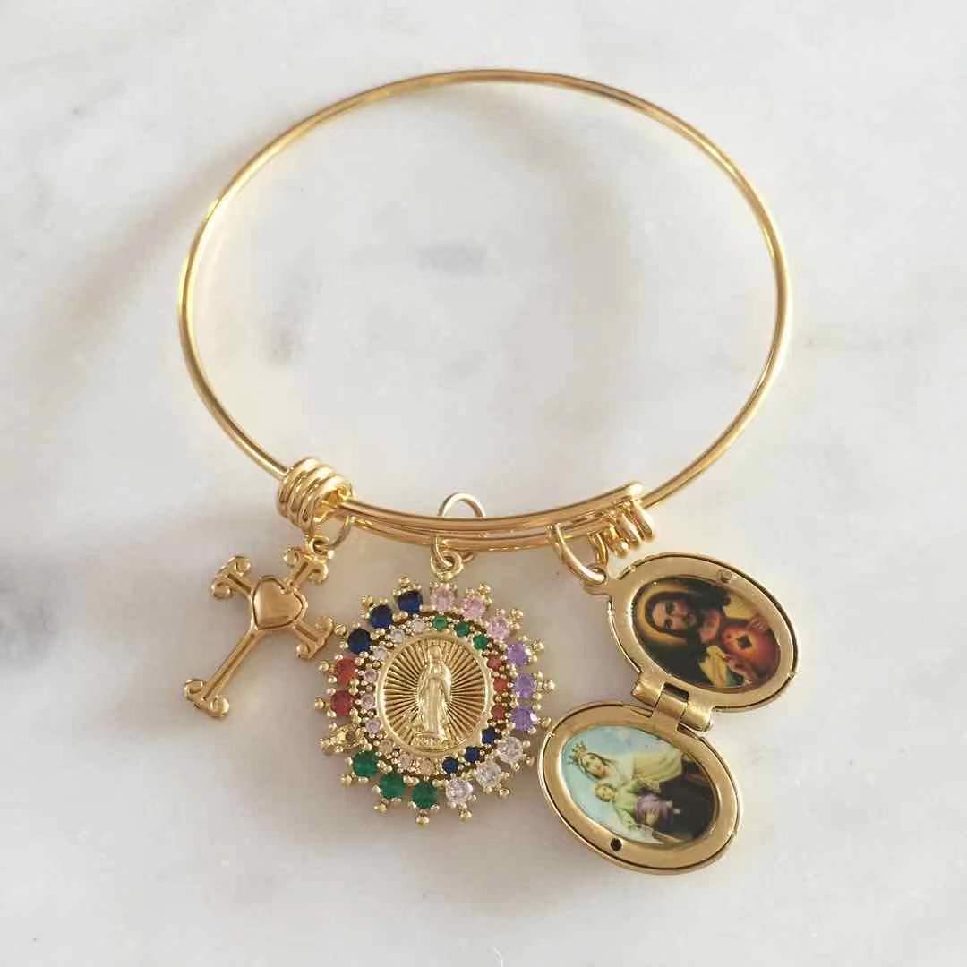 Trio Faith Bangle - Cross/Mama Mary/Scapular Locket