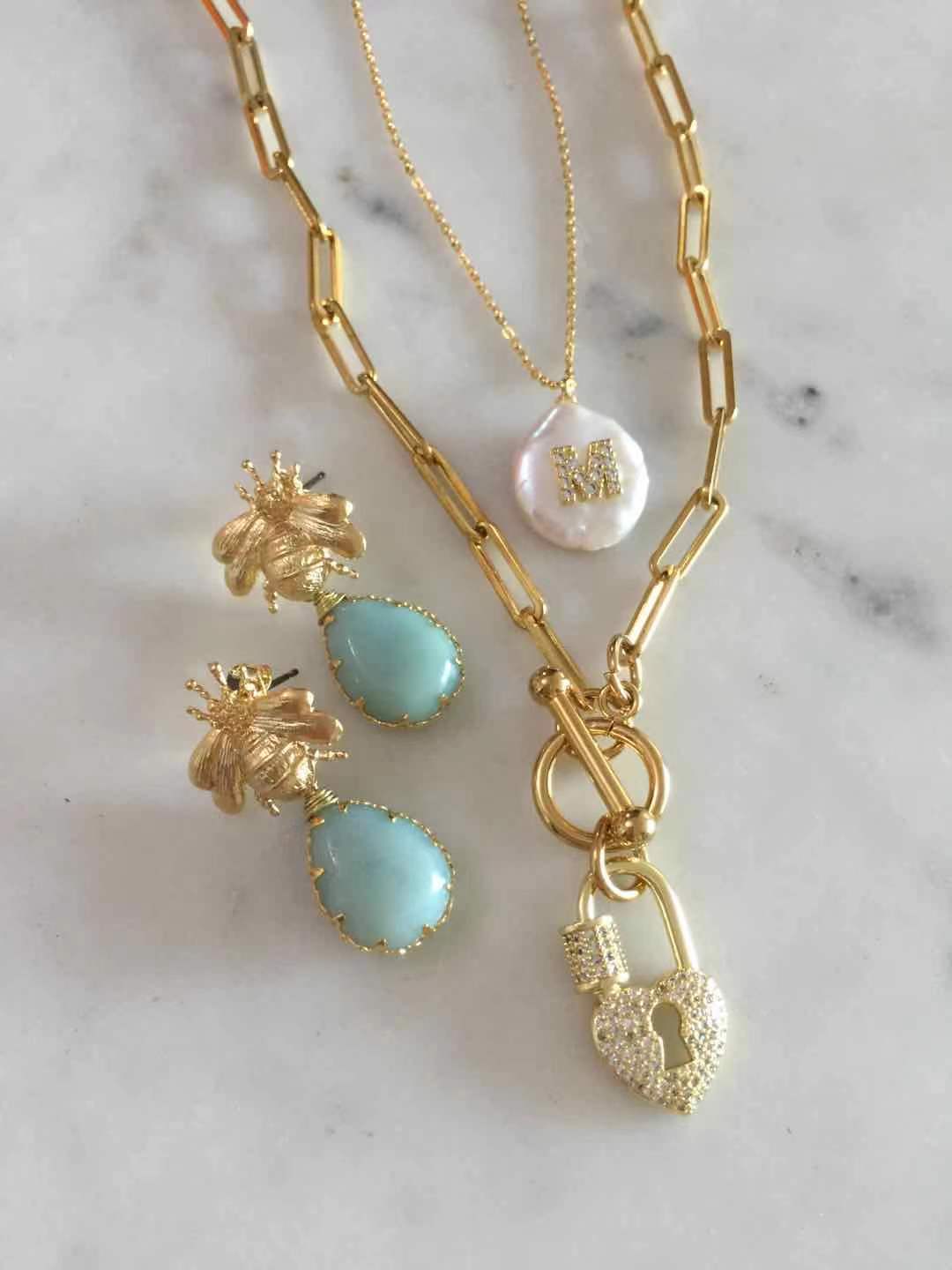 Heart Padlock toggle lock necklace