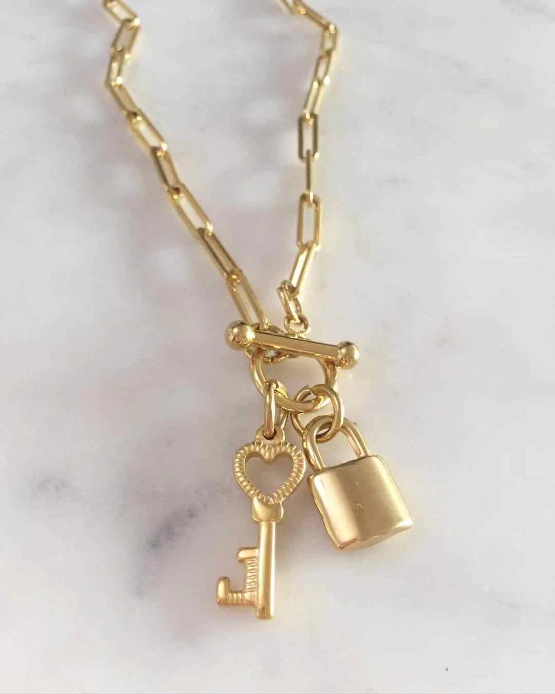 Lock & Key Chain Necklace