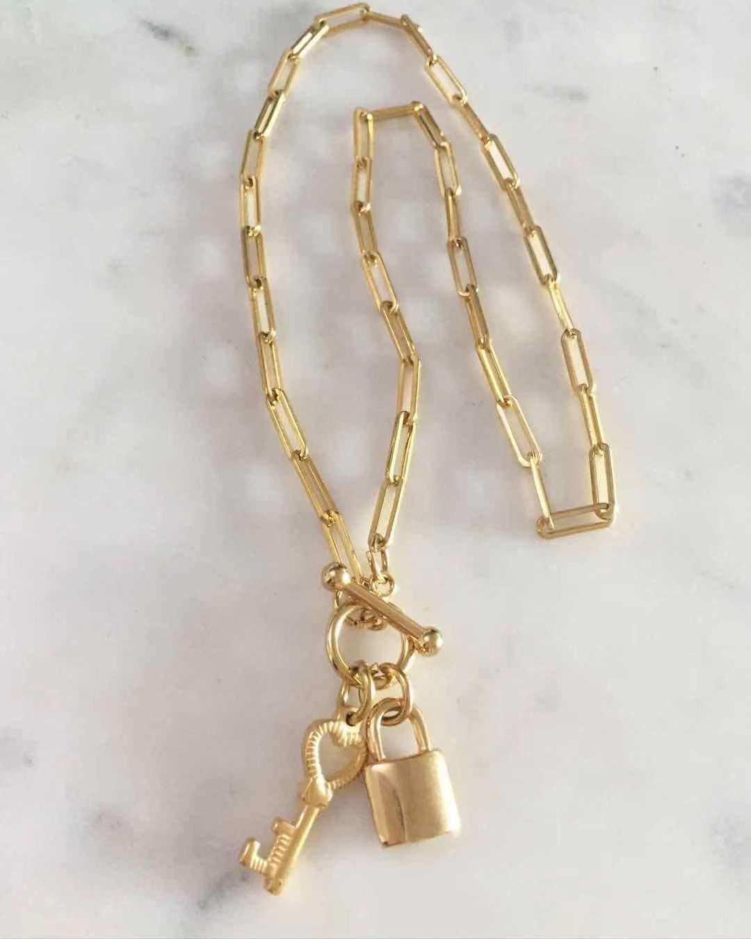 Lock & Key Chain Necklace