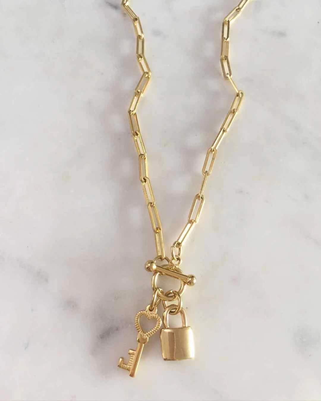 Lock & Key Chain Necklace