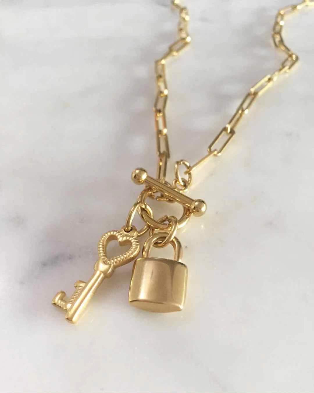 Lock & Key Chain Necklace