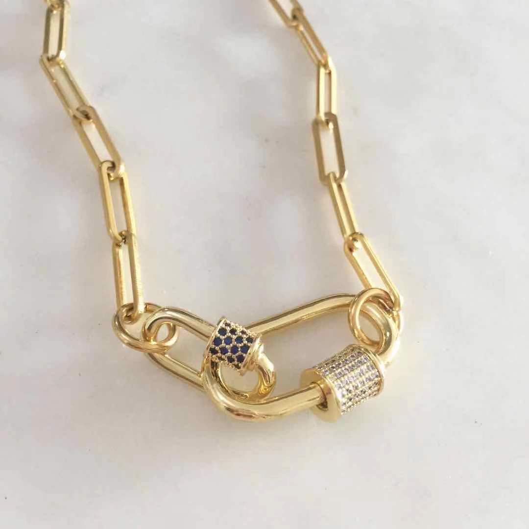 Double Oval Lock Chain Necklace