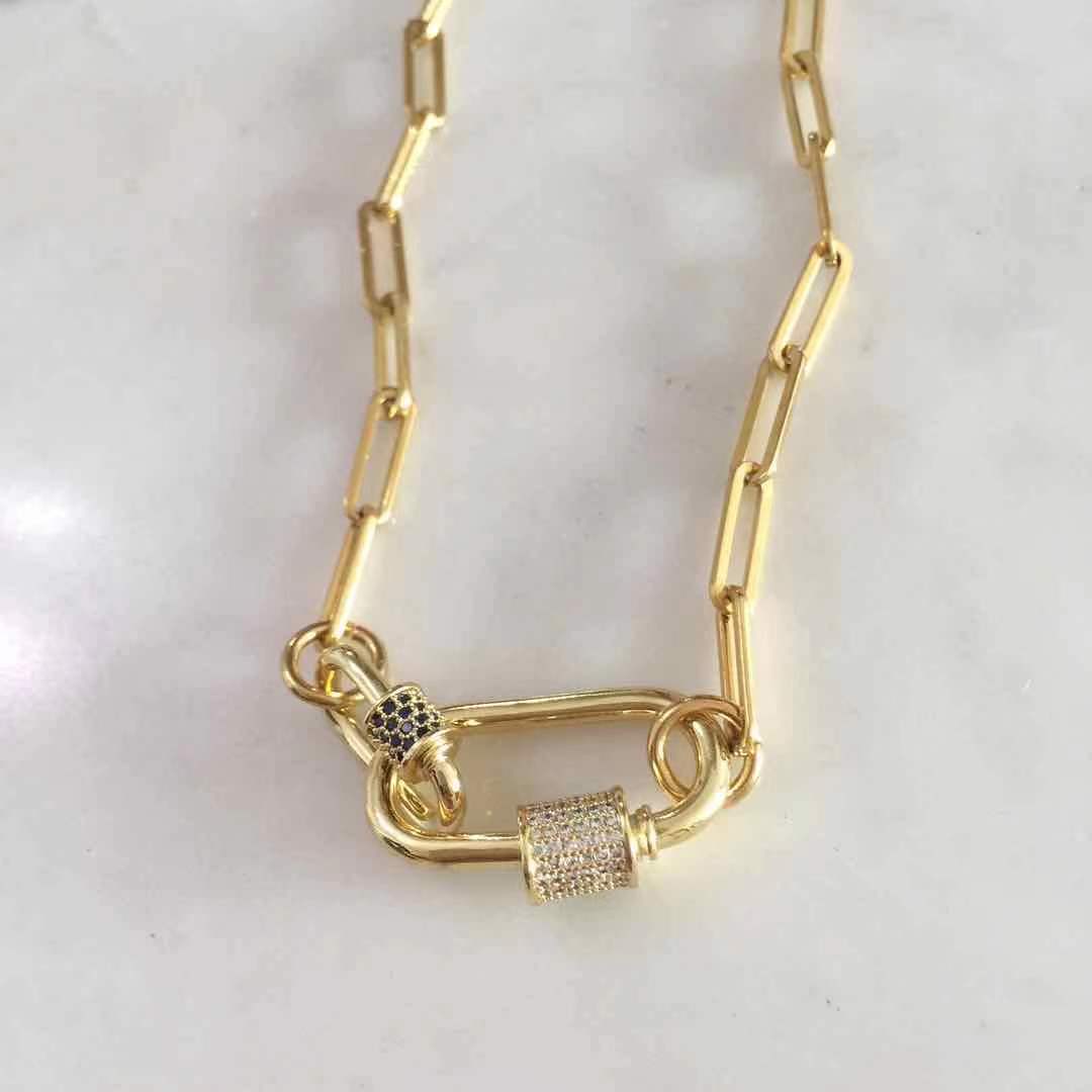 Double Oval Lock Chain Necklace