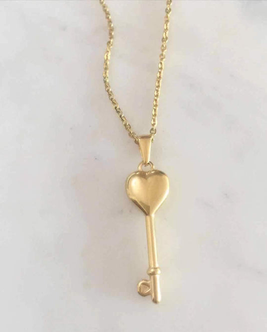 Puff Heart Key Necklace
