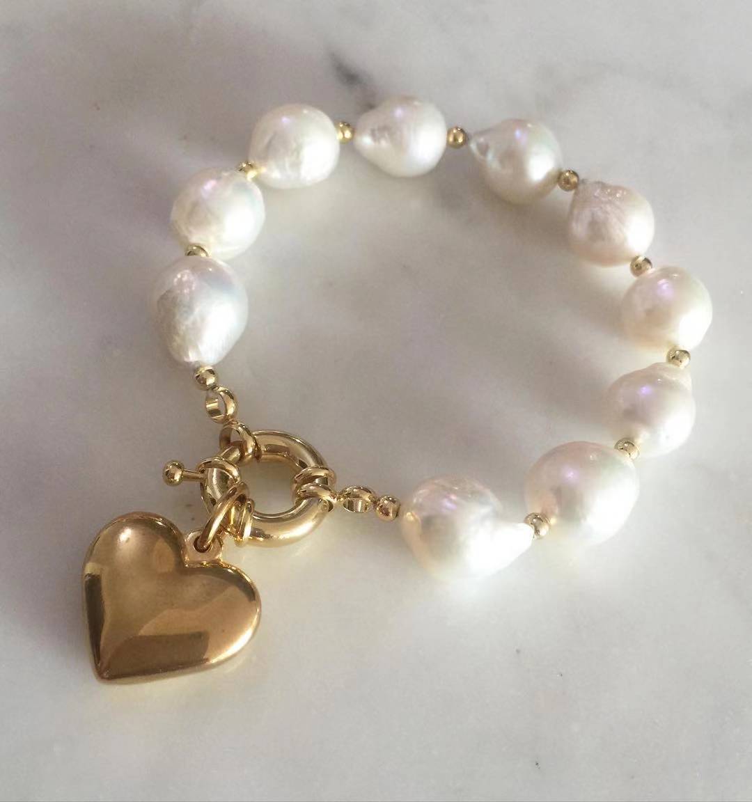 Puffy Heart Baroque Pearl Bracelet
