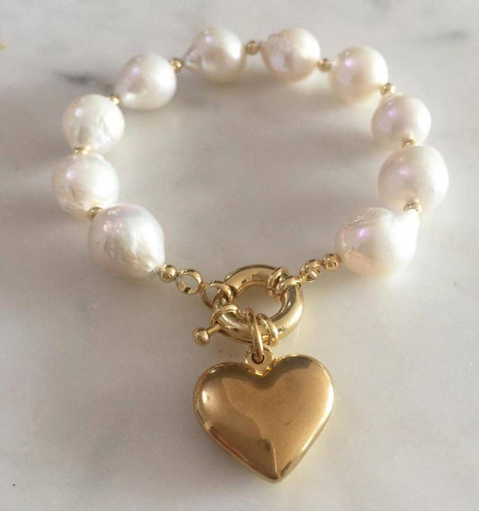 Puffy Heart Baroque Pearl Bracelet