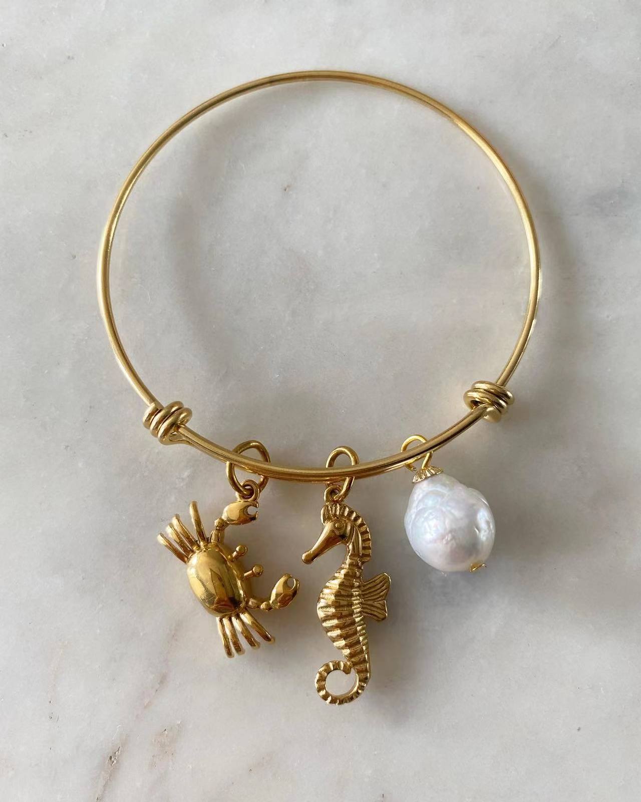 Crab • Seahorse • Pearl Bangle