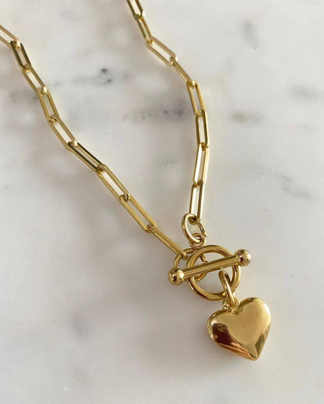 Medium Puff Heart Chain Necklace
