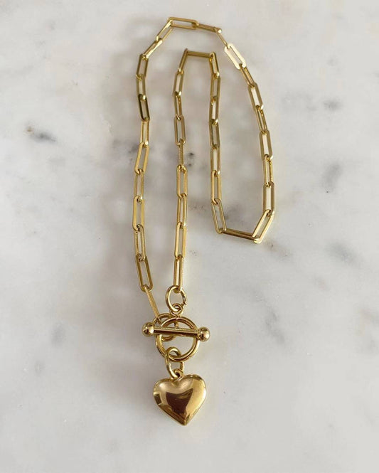 Medium Puff Heart Chain Necklace