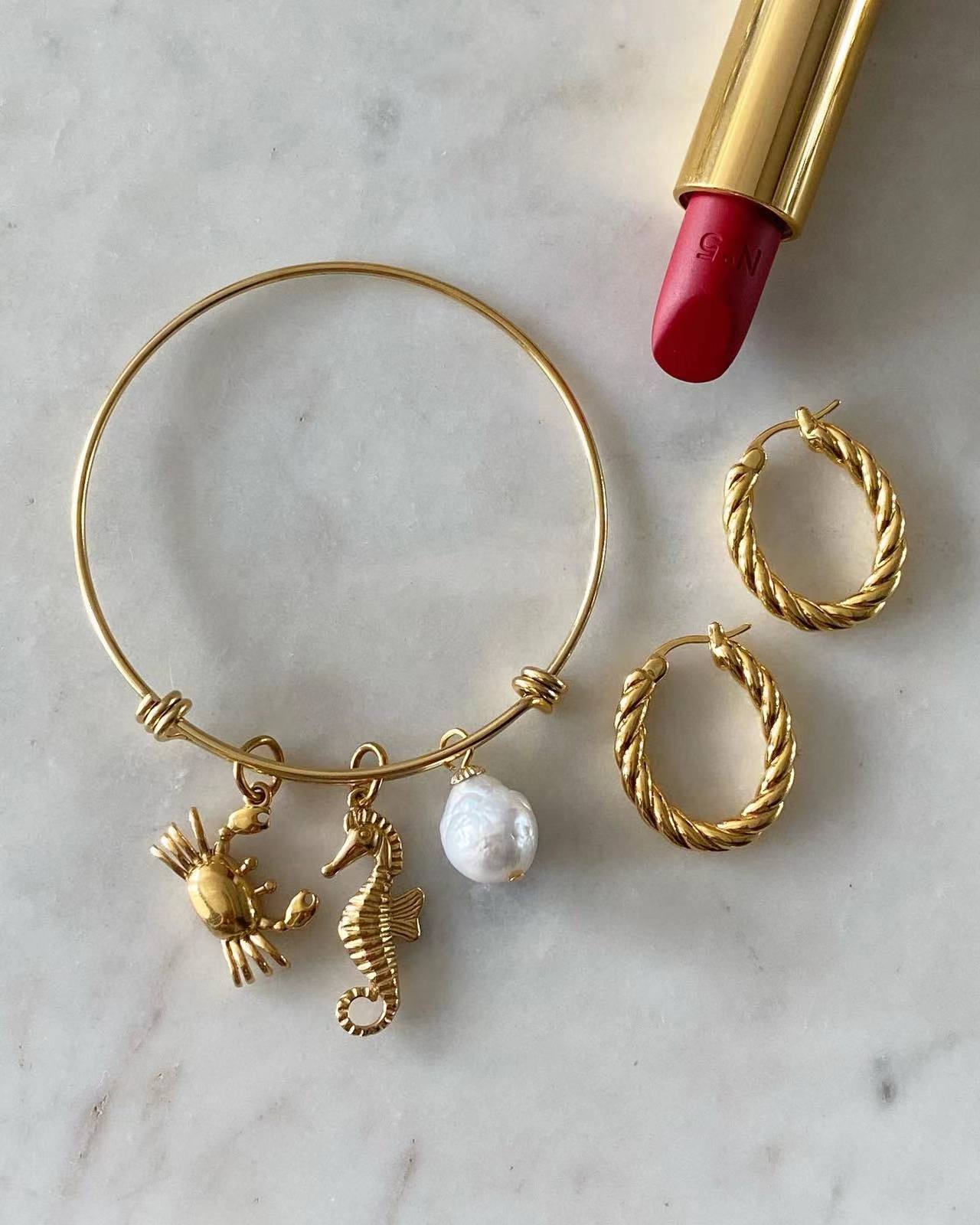 Crab • Seahorse • Pearl Bangle