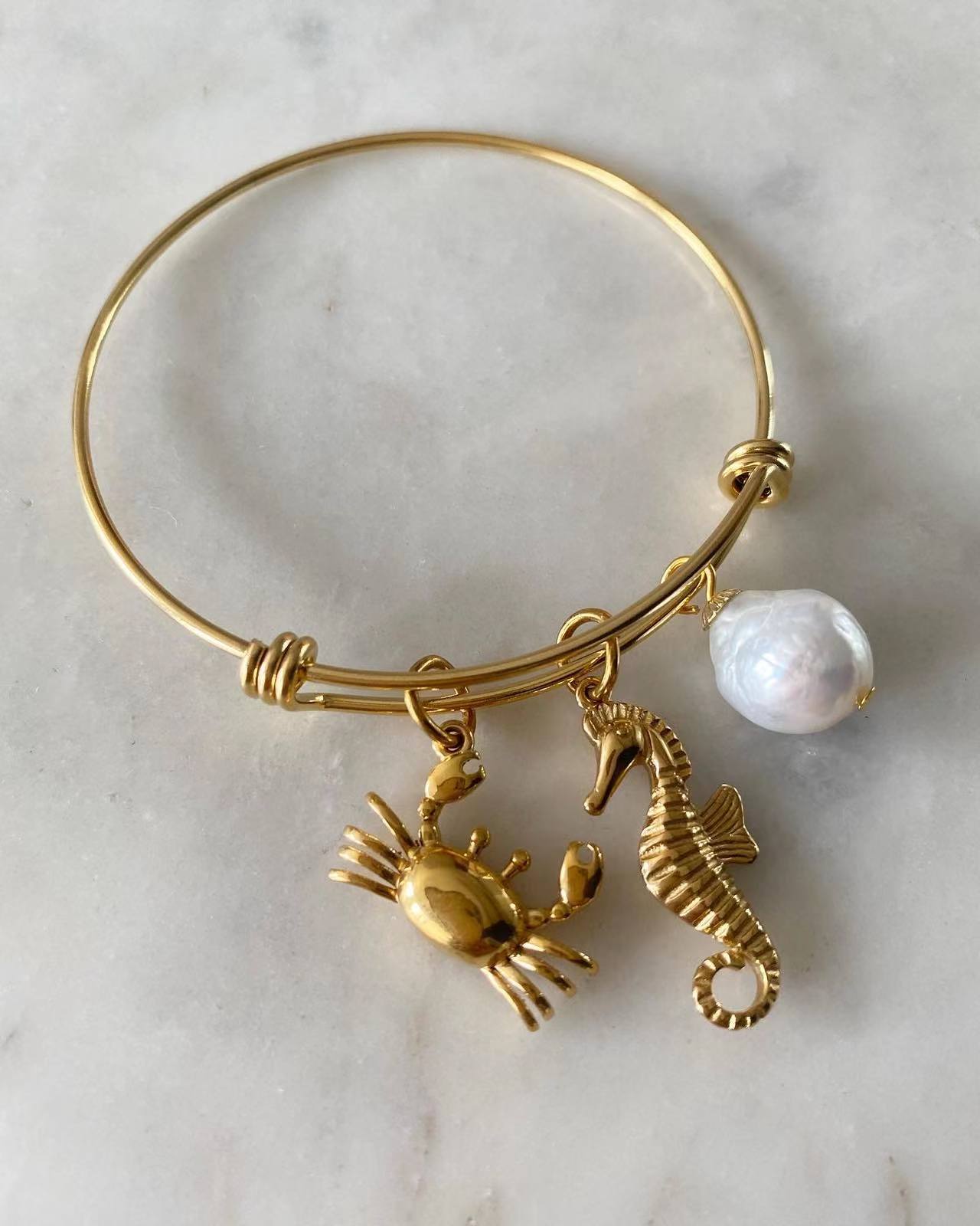Crab • Seahorse • Pearl Bangle