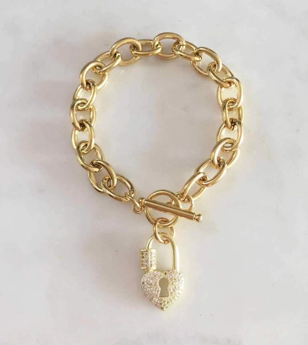 Heart Padlock toglle lock bracelet