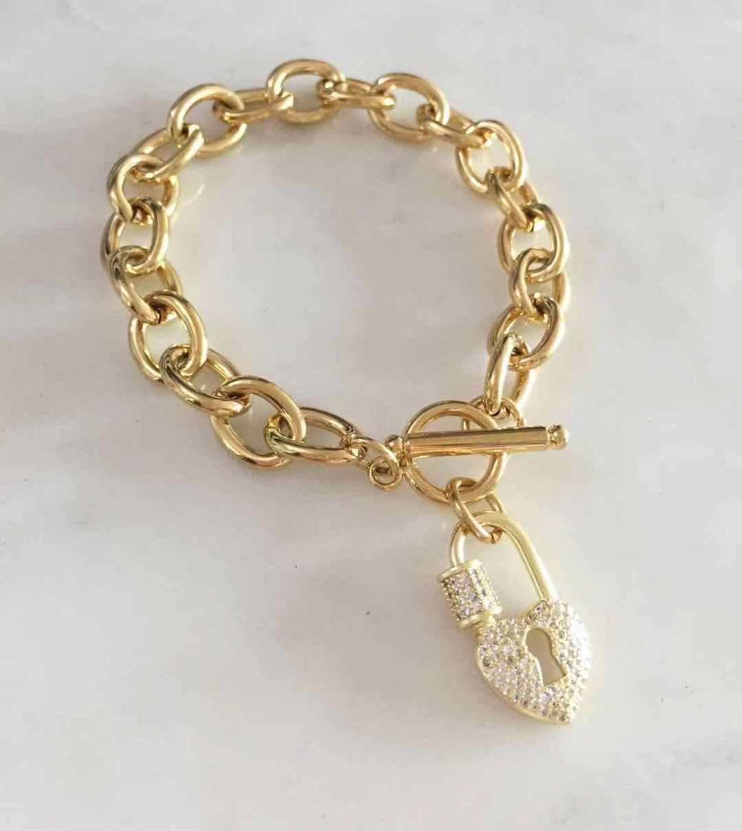 Heart Padlock toglle lock bracelet