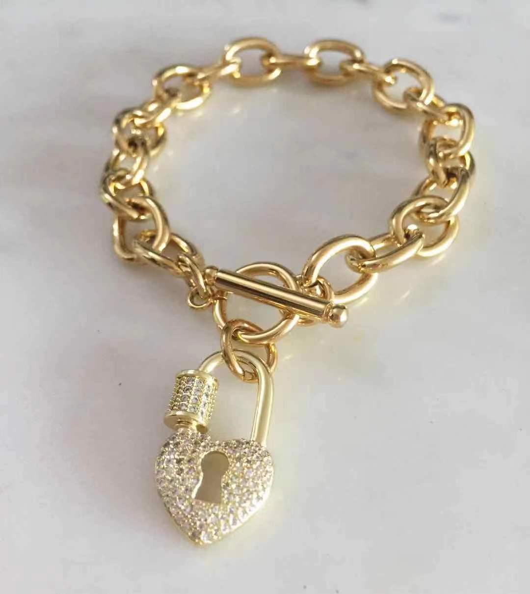 Heart Padlock toglle lock bracelet