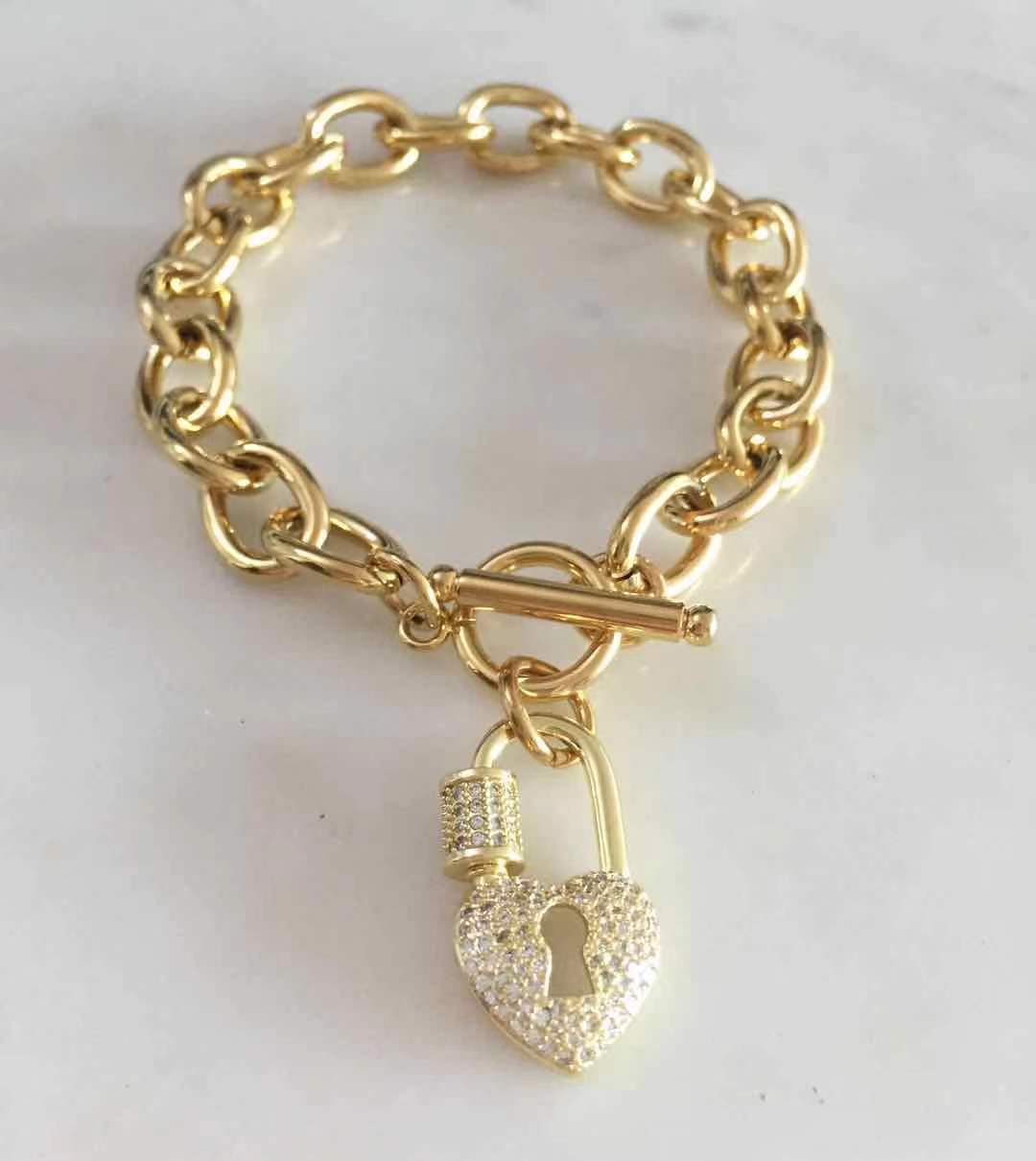 Heart Padlock toglle lock bracelet