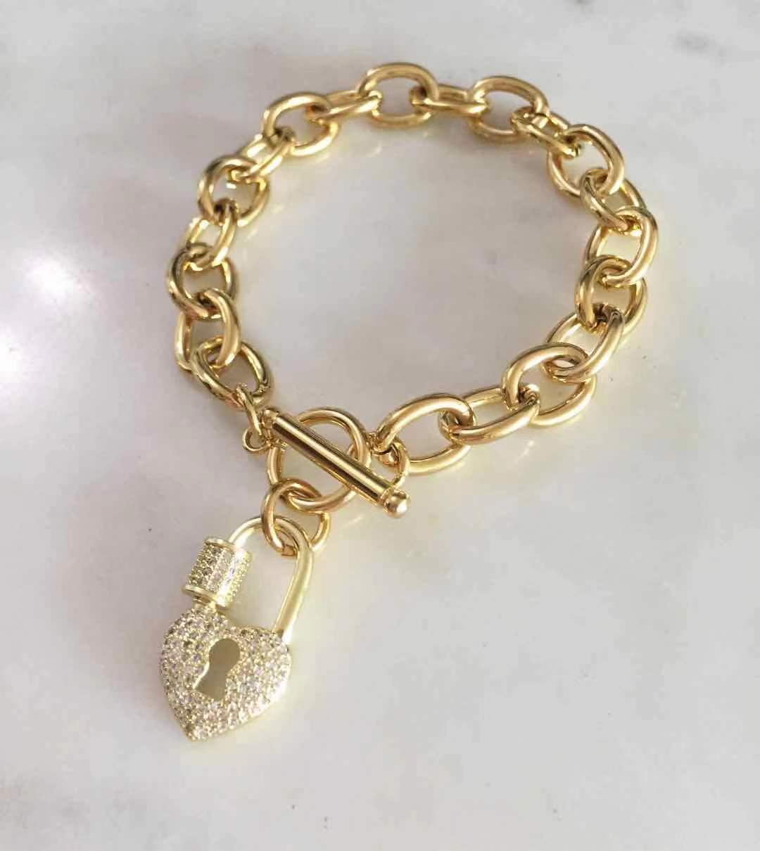 Heart Padlock toglle lock bracelet